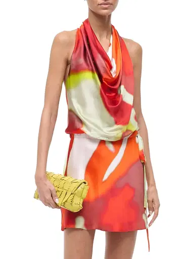 Staud Women's Liora Abstract Silk Halter Minidress | Thumbnail 3 Staud Women's Liora Abstract Silk Halter Minidress | Thumbnail 3
