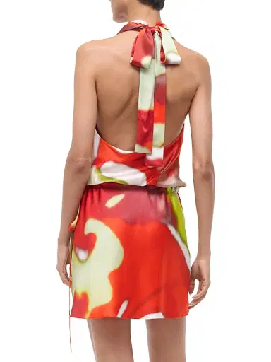 Staud Women's Liora Abstract Silk Halter Minidress | Thumbnail 4 Staud Women's Liora Abstract Silk Halter Minidress | Thumbnail 4