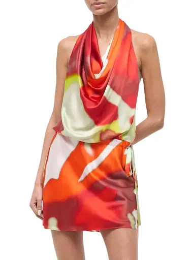 Staud Women's Liora Abstract Silk Halter Minidress | Thumbnail 5 Staud Women's Liora Abstract Silk Halter Minidress | Thumbnail 5
