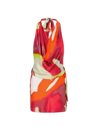 Staud Women's Liora Abstract Silk Halter Minidress | Thumbnail 1 Staud Women's Liora Abstract Silk Halter Minidress | Thumbnail 1