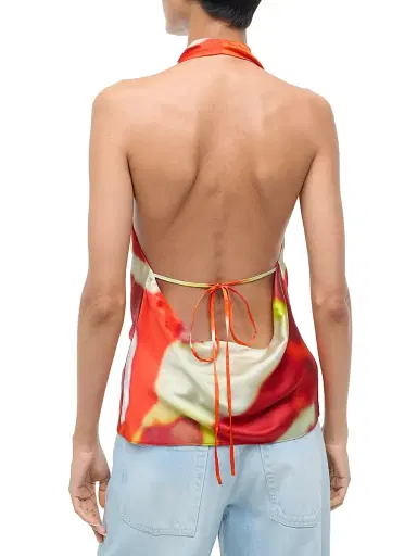 Staud Women's Liora Printed Silk Cowlneck Halter Top | Thumbnail 4 Staud Women's Liora Printed Silk Cowlneck Halter Top | Thumbnail 4
