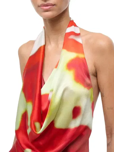 Staud Women's Liora Printed Silk Cowlneck Halter Top | Thumbnail 5 Staud Women's Liora Printed Silk Cowlneck Halter Top | Thumbnail 5