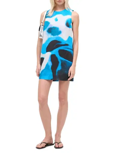 Staud Women's Brea Watercolor Linen Mini-Shift Dress - Blue Haze - Size XL | Thumbnail 2