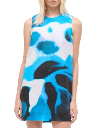 Staud Women's Brea Watercolor Linen Mini-Shift Dress - Blue Haze - Size XL | Thumbnail 3