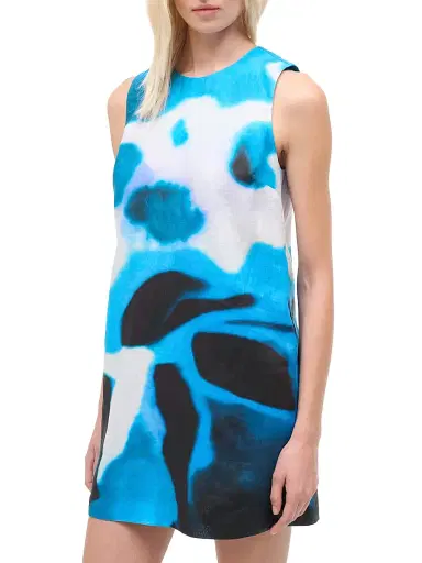 Staud Women's Brea Watercolor Linen Mini-Shift Dress - Blue Haze - Size XL | Thumbnail 4