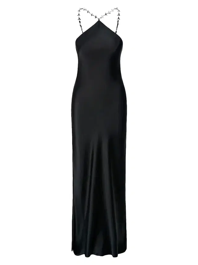 Women's Cadence Chain-Strap Satin Maxi Dress - Black