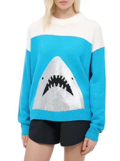 Staud Women's Reya Sequined Great White Knit Sweater - Great White - Size Large | Thumbnail 3 Staud Women's Reya Sequined Great White Knit Sweater - Great White - Size Large | Thumbnail 3