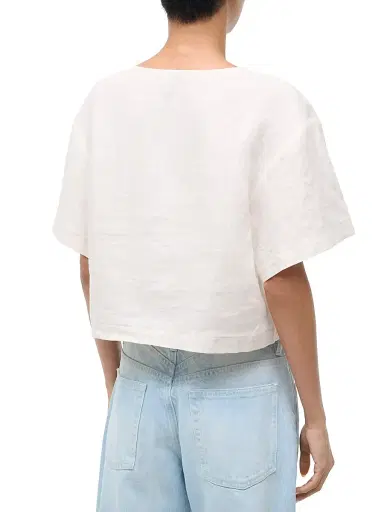 Staud Women's Ava Linen Crop Top - Natural - Size XL | Thumbnail 4 Staud Women's Ava Linen Crop Top - Natural - Size XL | Thumbnail 4