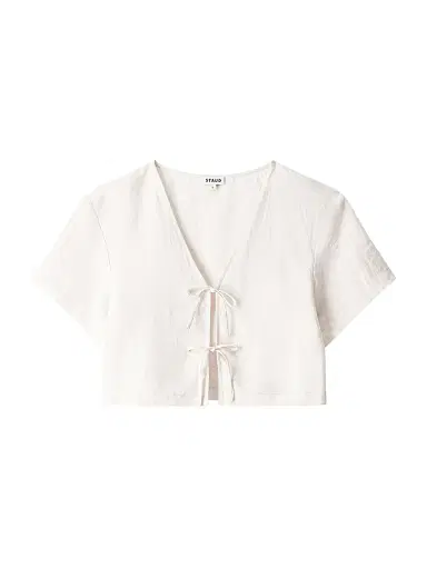 Staud Women's Ava Linen Crop Top - Natural - Size XL | Thumbnail 1 Staud Women's Ava Linen Crop Top - Natural - Size XL | Thumbnail 1