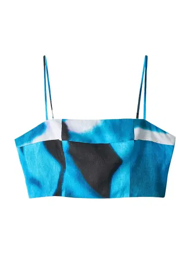 Staud Women's Federico Linen Bustier Top - Blue Haze - Size XL | Thumbnail 1 Staud Women's Federico Linen Bustier Top - Blue Haze - Size XL | Thumbnail 1
