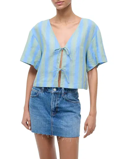 Staud Women's Ava Striped Linen Top | Thumbnail 3 Staud Women's Ava Striped Linen Top | Thumbnail 3