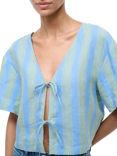 Staud Women's Ava Striped Linen Top | Thumbnail 5 Staud Women's Ava Striped Linen Top | Thumbnail 5