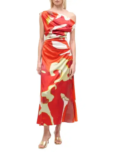 Staud Women's Phare Silk-Blend Midi-Dress - Red Zone - Size 10 | Thumbnail 2