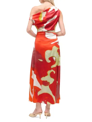 Staud Women's Phare Silk-Blend Midi-Dress - Red Zone - Size 10 | Thumbnail 3