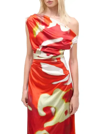 Staud Women's Phare Silk-Blend Midi-Dress - Red Zone - Size 10 | Thumbnail 4