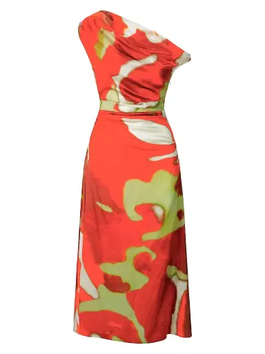 Staud Women's Phare Silk-Blend Midi-Dress - Red Zone - Size 10 | Thumbnail 1