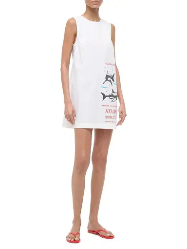 Staud Women's Brea Logo-Detailed Shark Print Cotton Minidress - Of The Pacific - Size Large | Thumbnail 2