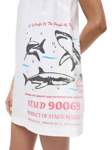 Staud Women's Brea Logo-Detailed Shark Print Cotton Minidress - Of The Pacific - Size Large | Thumbnail 6