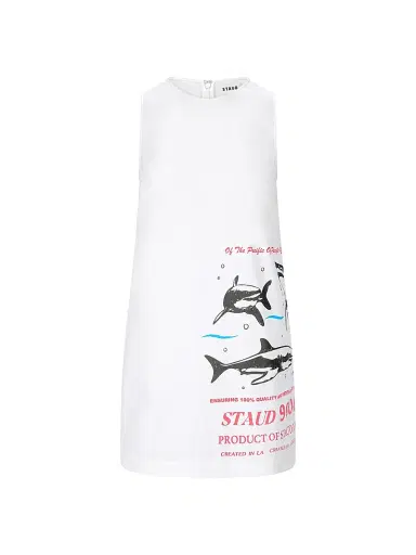 Staud Women's Brea Logo-Detailed Shark Print Cotton Minidress - Of The Pacific - Size Large | Thumbnail 1