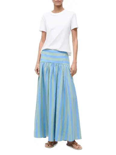 Staud Women's Procida Striped Linen Maxi Skirt - Seaport Stripe - Size 12 | Thumbnail 2