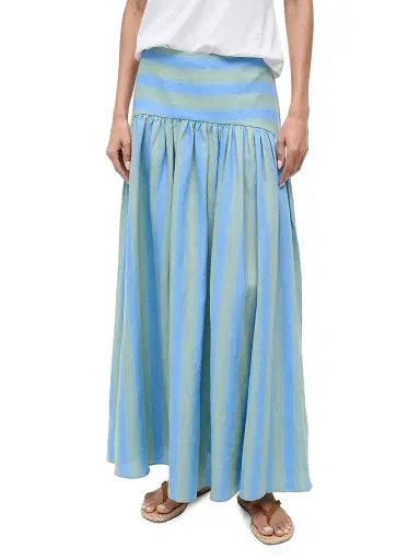 Staud Women's Procida Striped Linen Maxi Skirt - Seaport Stripe - Size 12 | Thumbnail 3