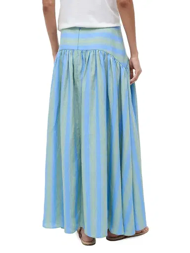 Staud Women's Procida Striped Linen Maxi Skirt - Seaport Stripe - Size 12 | Thumbnail 4