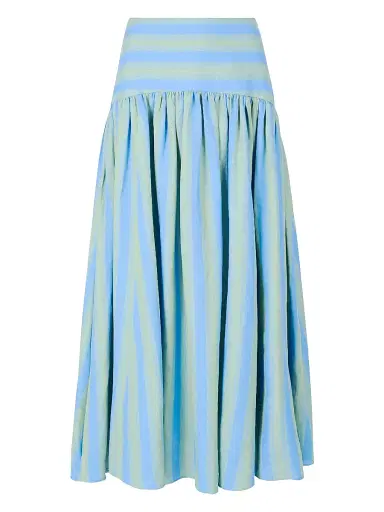 Staud Women's Procida Striped Linen Maxi Skirt - Seaport Stripe - Size 12 | Thumbnail 1