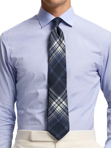 Ralph Lauren Purple Label Men's Plaid Cashmere-Silk Tie - Navy | Thumbnail 2 Ralph Lauren Purple Label Men's Plaid Cashmere-Silk Tie - Navy | Thumbnail 2