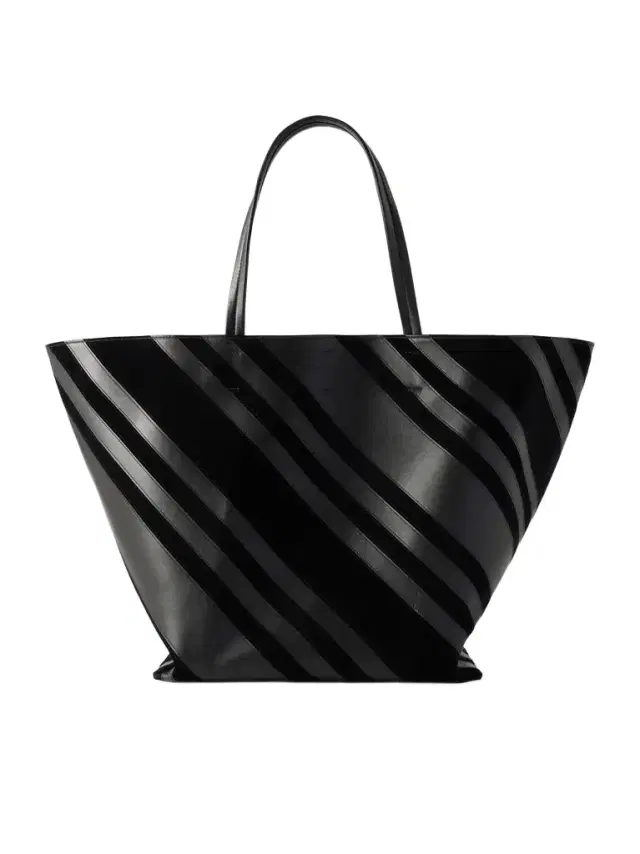 Basket Cabas striped leather and suede tote - black - One Size