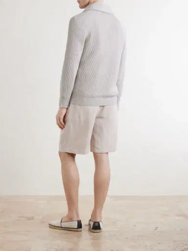 Brunello Cucinelli Shawl-Collar Ribbed Cotton Cardigan - Men | Thumbnail 4