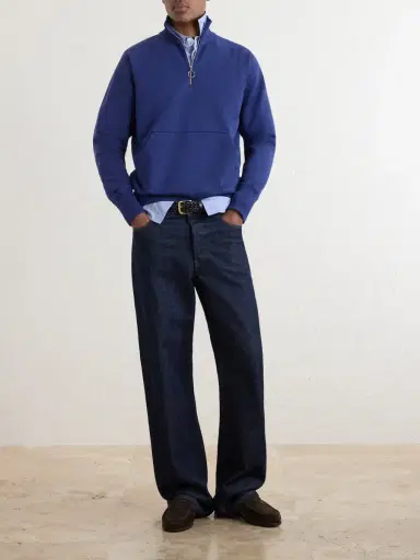 Drake's Cotton-Jersey Half-Zip Sweater - Men | Thumbnail 2