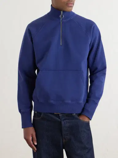 Drake's Cotton-Jersey Half-Zip Sweater - Men | Thumbnail 3