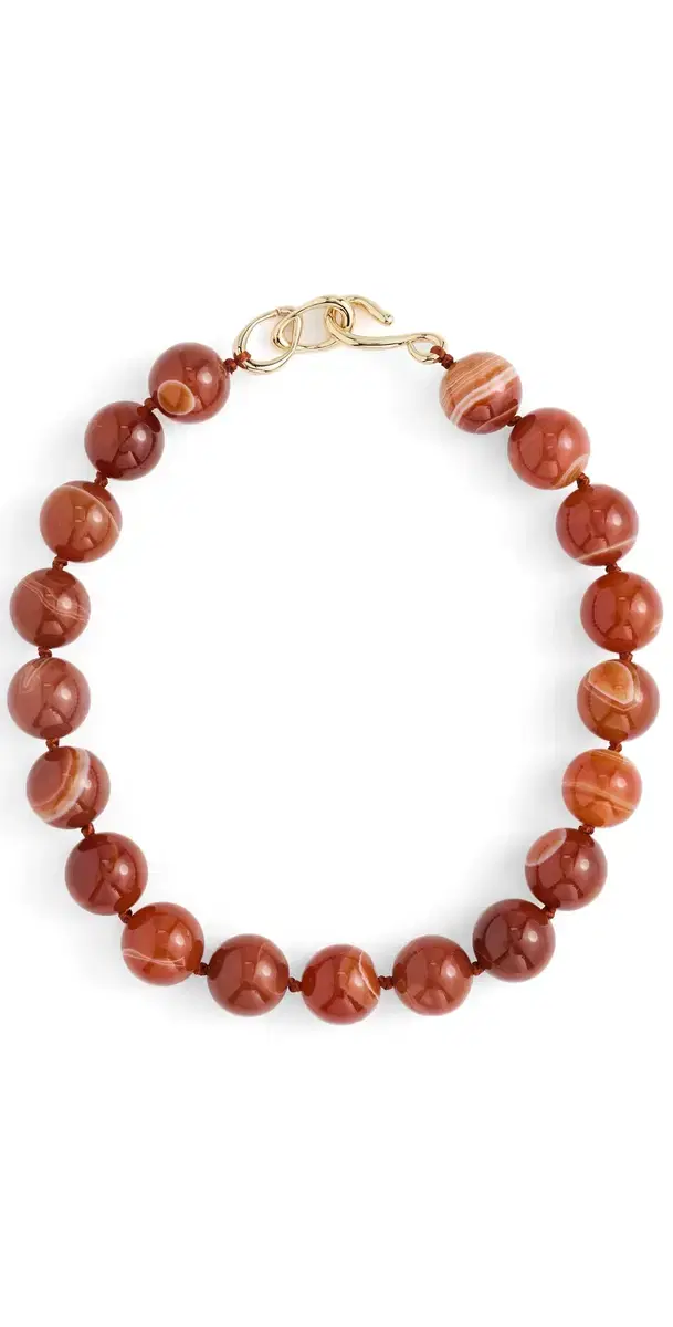 Oversized Stone Bead Choker Necklace Cherry One Size