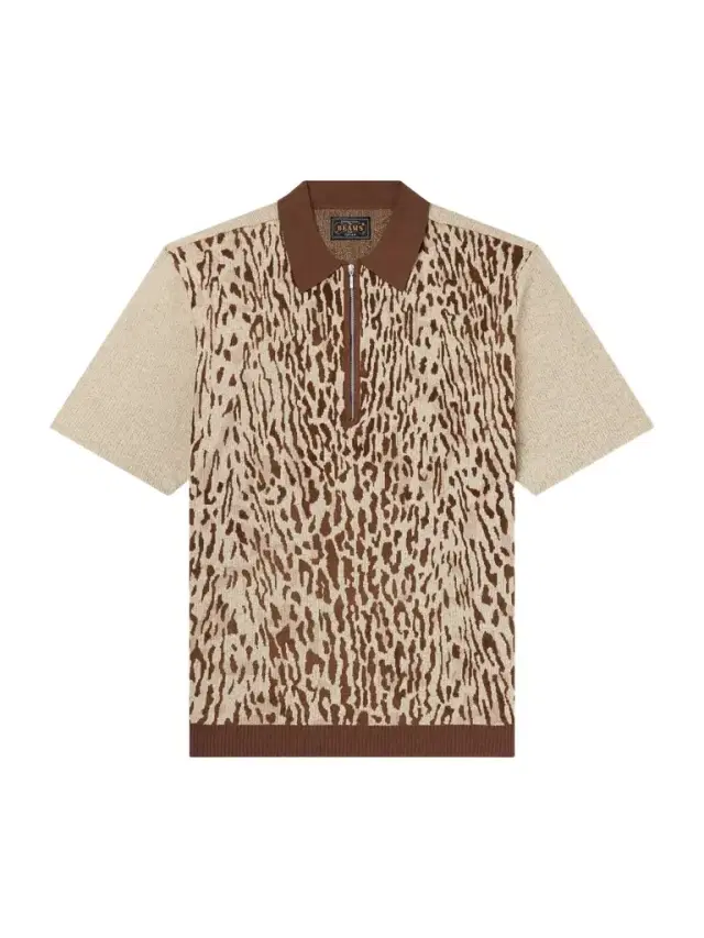 Beams Plus Leopard-Jacquard Cotton-Blend Half-Zip Polo Shirt - Men