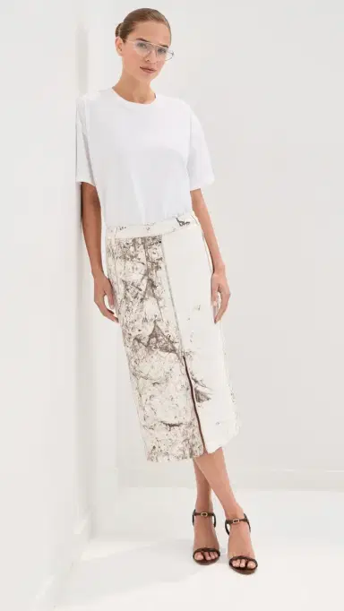 Tibi Calcimin Denim Midi Trouser Zip Skirt Multi | Thumbnail 2