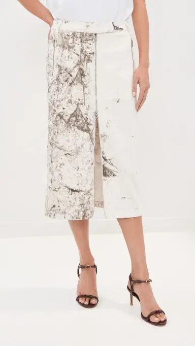 Tibi Calcimin Denim Midi Trouser Zip Skirt Multi | Thumbnail 3