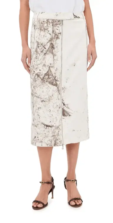 Tibi Calcimin Denim Midi Trouser Zip Skirt Multi | Thumbnail 1