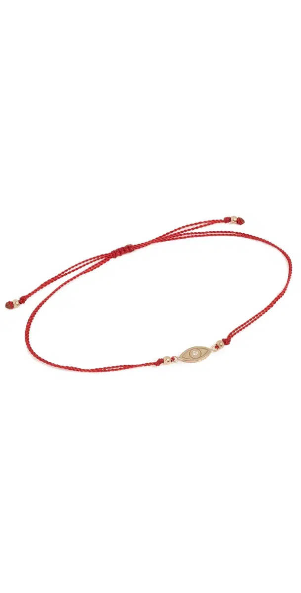 Zoe Chicco 14k Gold Midi Bitty Diamond Evil Eye Cord Bracelet Yellow Gold One Size