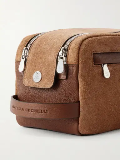 Brunello Cucinelli Leather-Trimmed Suede Wash Bag - Men | Thumbnail 3 Brunello Cucinelli Leather-Trimmed Suede Wash Bag - Men | Thumbnail 3