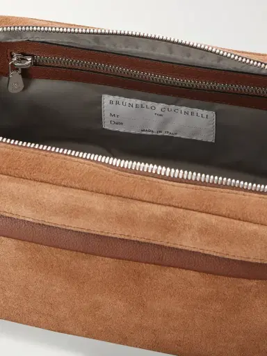 Brunello Cucinelli Leather-Trimmed Suede Wash Bag - Men | Thumbnail 4 Brunello Cucinelli Leather-Trimmed Suede Wash Bag - Men | Thumbnail 4