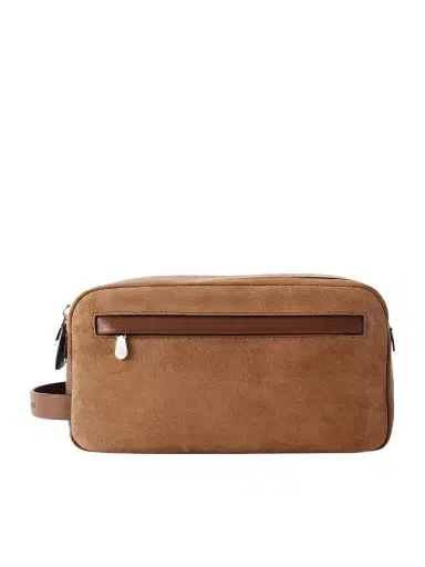 Brunello Cucinelli Leather-Trimmed Suede Wash Bag - Men | Thumbnail 1 Brunello Cucinelli Leather-Trimmed Suede Wash Bag - Men | Thumbnail 1