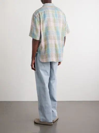 Kardo Ronen Camp-Collar Floral-Embroidered Checked Cotton and Linen-Blend Shirt - Men | Thumbnail 4 Kardo Ronen Camp-Collar Floral-Embroidered Checked Cotton and Linen-Blend Shirt - Men | Thumbnail 4