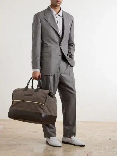 Brunello Cucinelli Boston Leather-Trimmed Woven Weekend Bag - Men | Thumbnail 2 Brunello Cucinelli Boston Leather-Trimmed Woven Weekend Bag - Men | Thumbnail 2