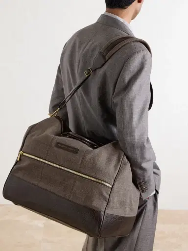 Brunello Cucinelli Boston Leather-Trimmed Woven Weekend Bag - Men | Thumbnail 3 Brunello Cucinelli Boston Leather-Trimmed Woven Weekend Bag - Men | Thumbnail 3