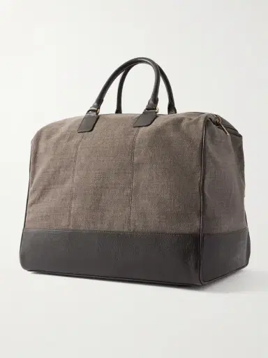 Brunello Cucinelli Boston Leather-Trimmed Woven Weekend Bag - Men | Thumbnail 4 Brunello Cucinelli Boston Leather-Trimmed Woven Weekend Bag - Men | Thumbnail 4