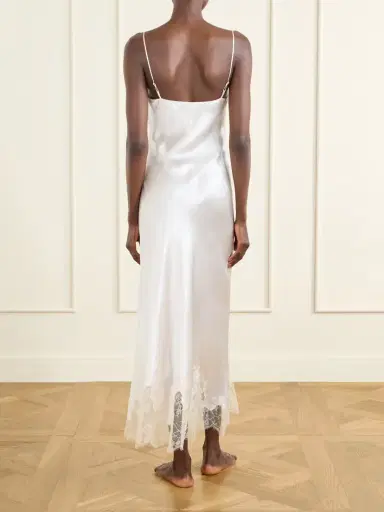 Carine Gilson Lace-trimmed Silk-satin Midi Dress | Thumbnail 3 Carine Gilson Lace-trimmed Silk-satin Midi Dress | Thumbnail 3
