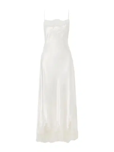 Carine Gilson Lace-trimmed Silk-satin Midi Dress | Thumbnail 1 Carine Gilson Lace-trimmed Silk-satin Midi Dress | Thumbnail 1