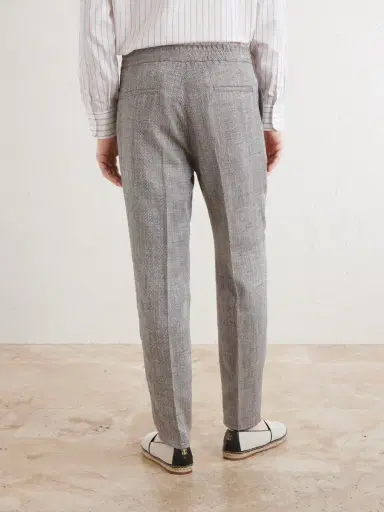 Brunello Cucinelli Straight-Leg Pleated Herringbone Trousers - Men | Thumbnail 4