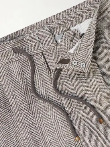 Brunello Cucinelli Straight-Leg Pleated Herringbone Trousers - Men | Thumbnail 6