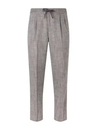 Brunello Cucinelli Straight-Leg Pleated Herringbone Trousers - Men | Thumbnail 1